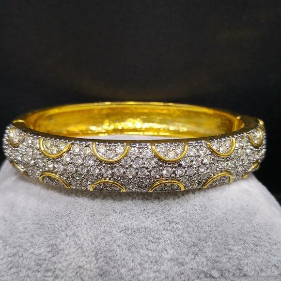 Vtg. Premier Designs Rhinestone Hinged Bracelet, Magnetic Clasp, 1980s, 7 1/2 In - Picture 8 of 10